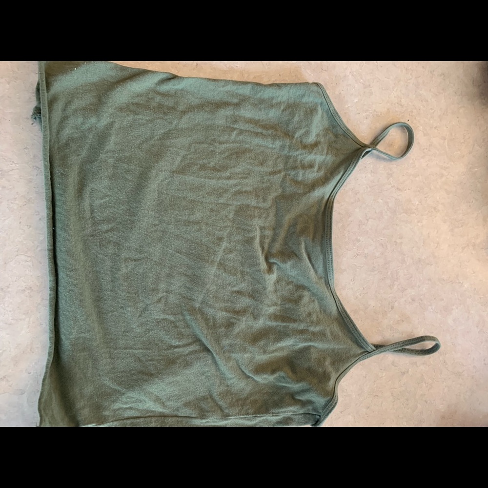 Army green crop top